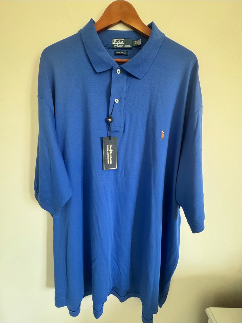 NWT Ralph Lauren Men's Royal Blue Short-Sleeve Polo with Pony Logo